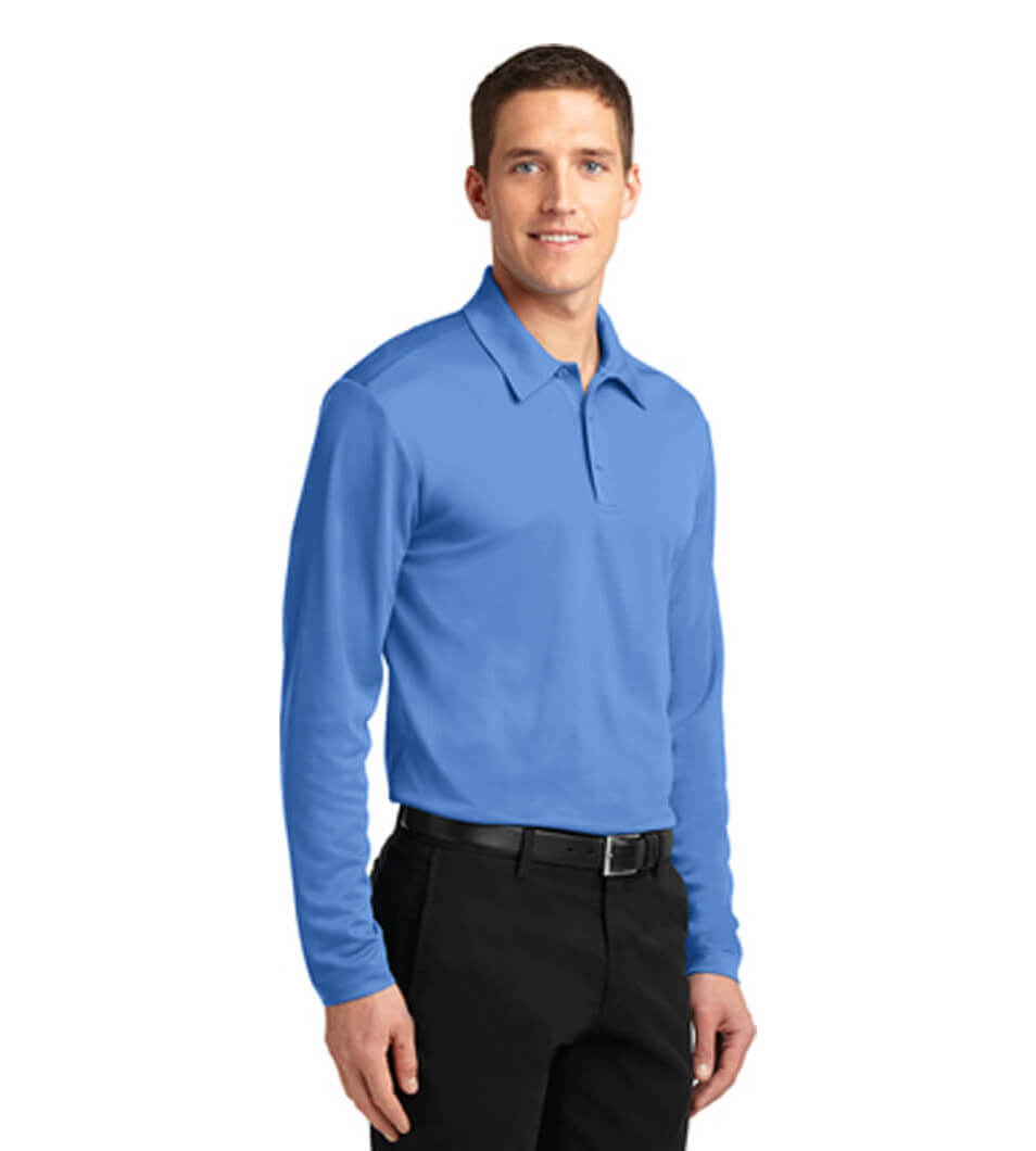 Men's Silk Touch Performance Long Sleeve Polo Carolina Blue