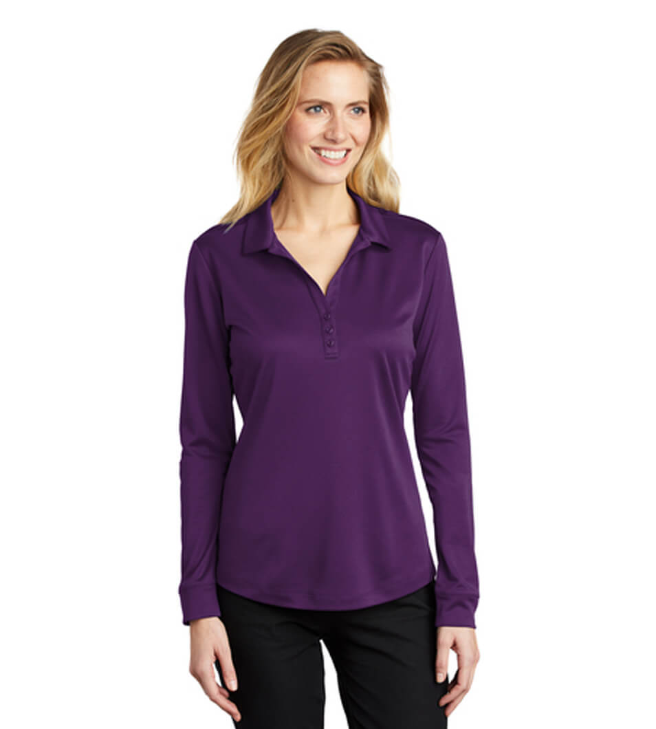 Women's Silk Touch Performance Long Sleeve Polo Bright Purple