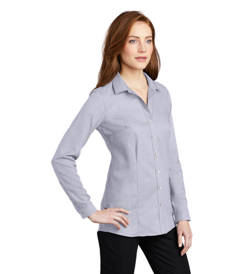 Women's Pincheck Easy Care Shirt Gusty Grey/White