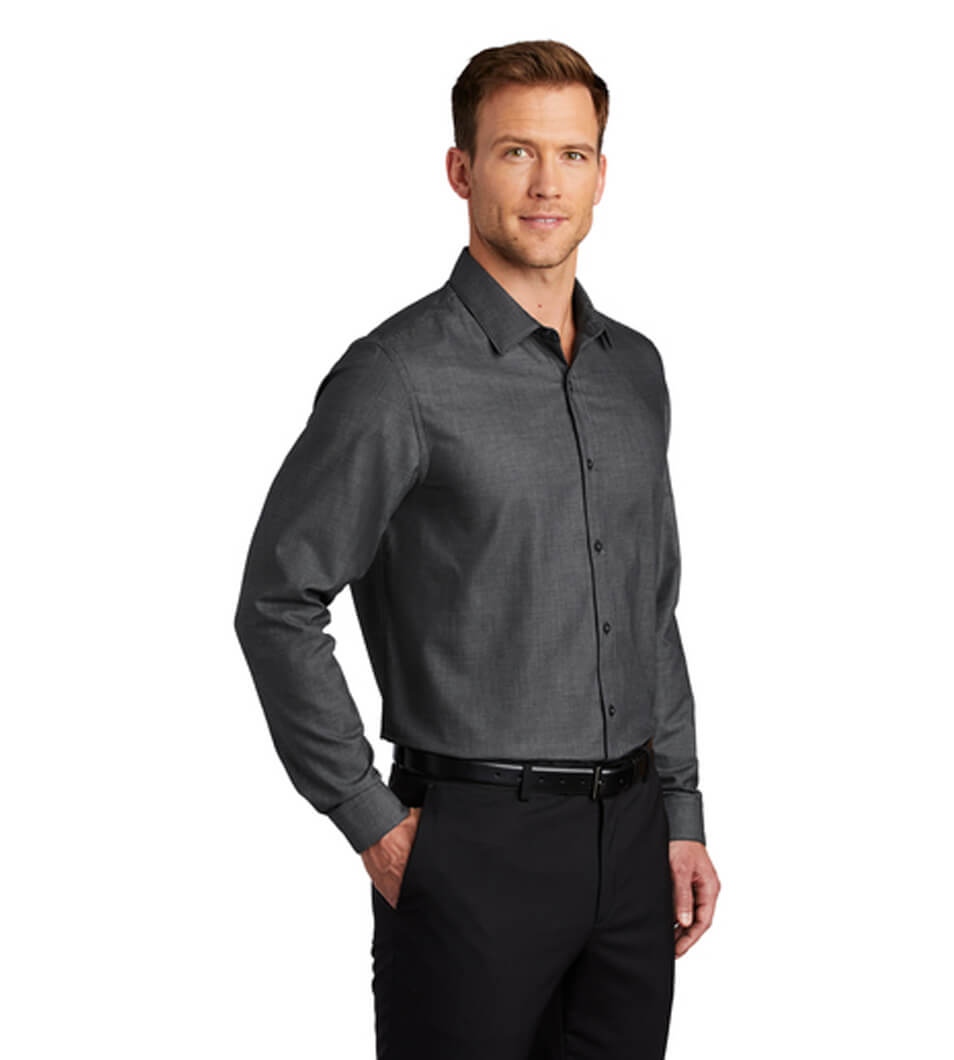 Men's Pincheck Easy Care Shirt Black/Grey Steel