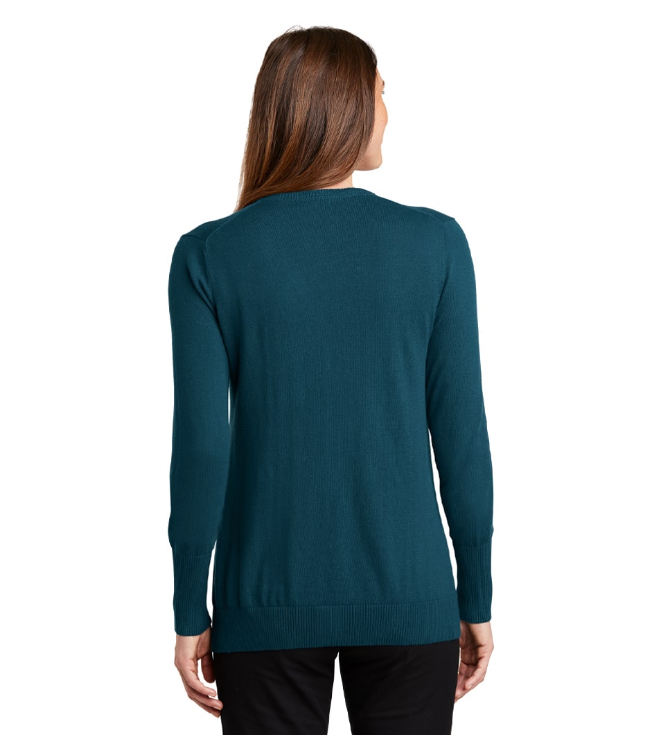 Port Authority Ladies V-Neck Sweater Moroccan Blue Model Back