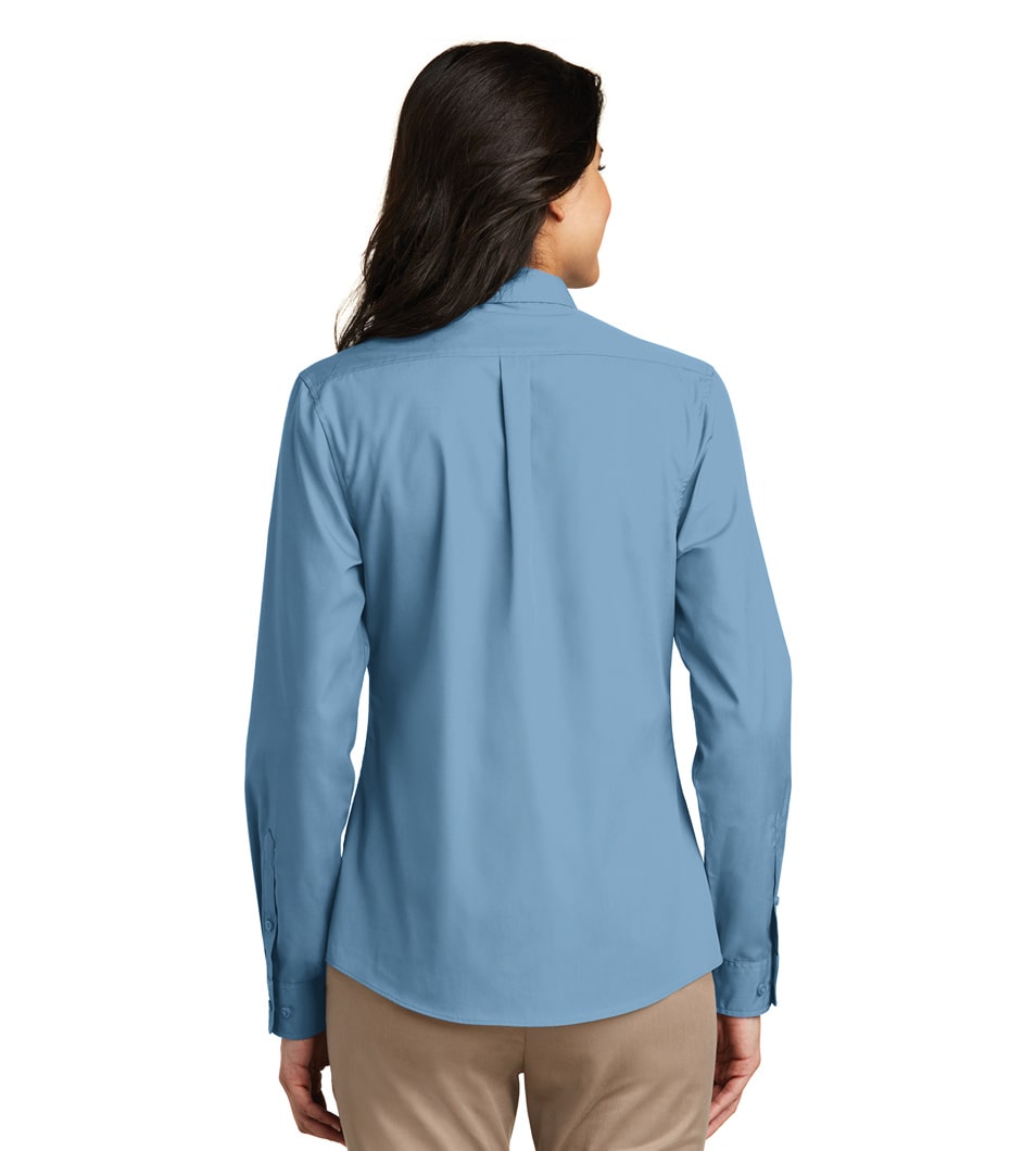 Port Authority Ladies 3/4-Sleeve Easy Care Shirt Carolina Blue Model Back