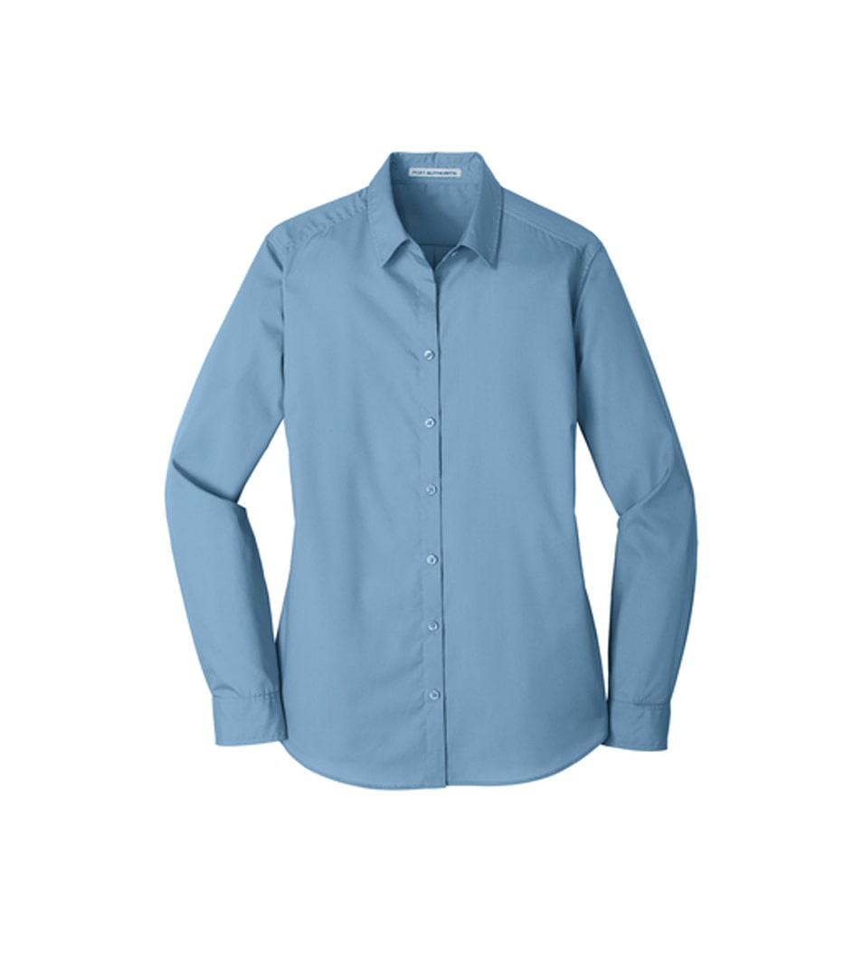 Port Authority Ladies 3/4-Sleeve Easy Care Shirt Carolina Blue Front