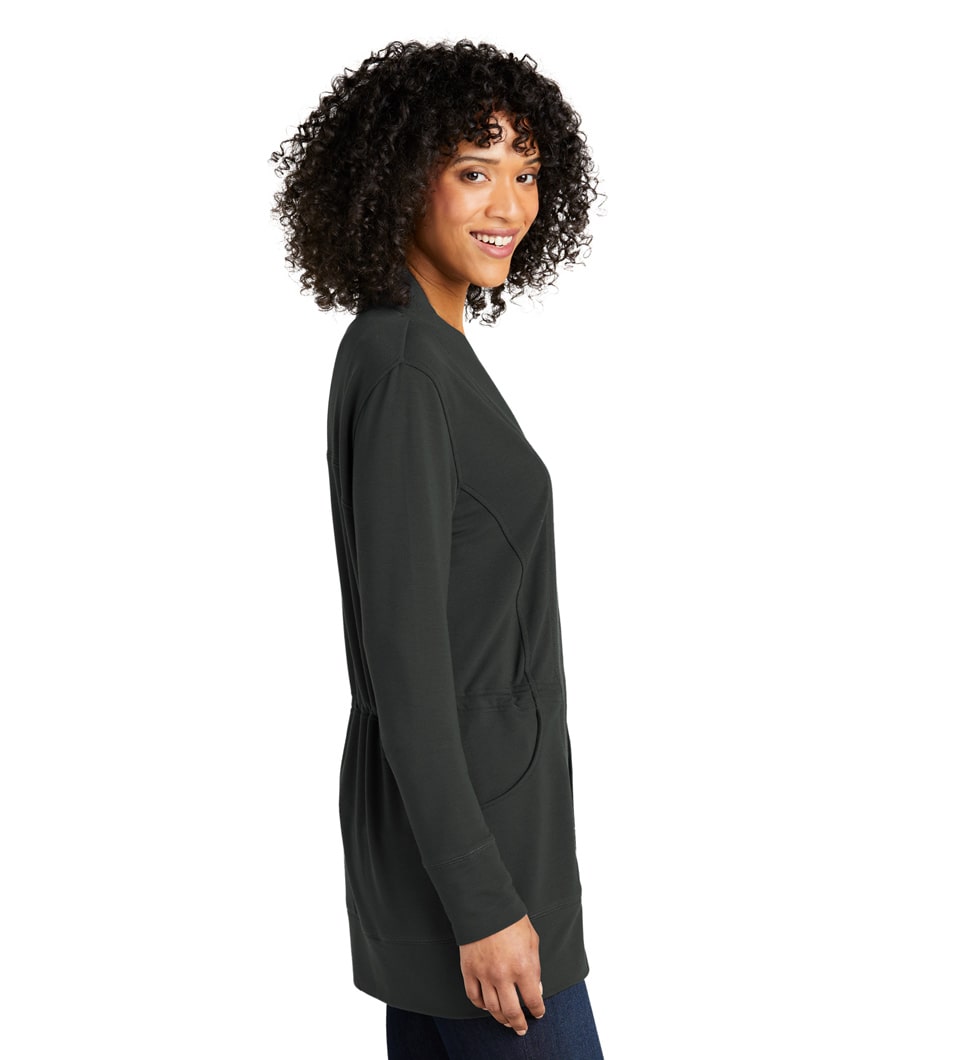 Port Authority - Ladies MicroTerry Cardigan Charcoal Model Side