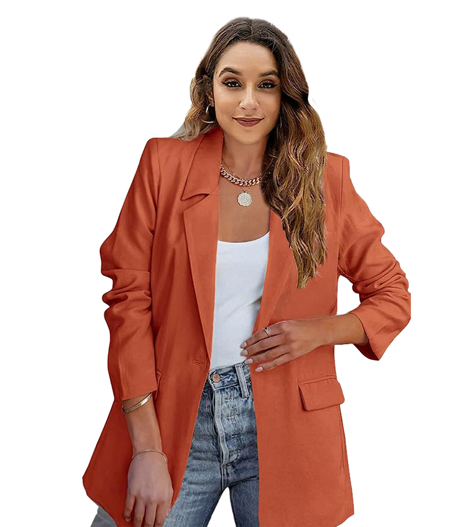 Womens Casual Long Sleeve Blazers Solid Color Knit Blazer Work Office Open  Front Blazer Jacket
